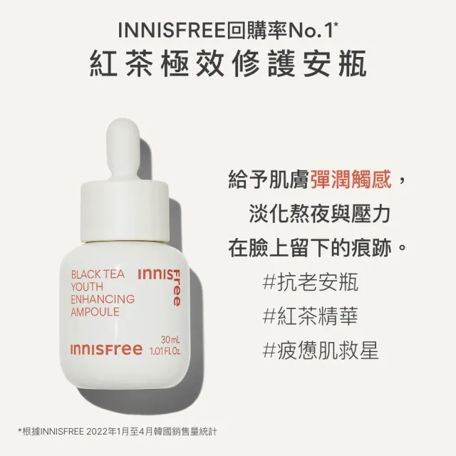 【INNISFREE】紅茶安瓶+晶露極效修護逆齡組(抗老安瓶+精華水 功效加乘)