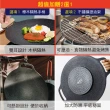 【鼎匠】韓式重力鑄造IH萬用不沾烤盤34cm(圓形麥飯石雙耳 露營煎炒 送瀝油架or防燙木柄 瓦斯/電磁爐通用)