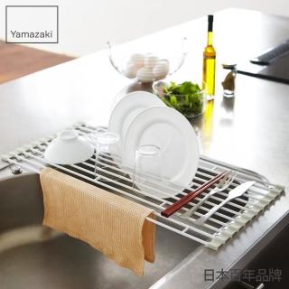 【YAMAZAKI】Plate多功能瀝水架L-白(收納架/碗盤架/瀝水架/碗盤收納/置物架)