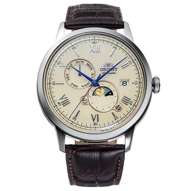 【ORIENT 東方錶】官方授權T2 Sun & Moon系列 時尚日月相 機械男錶-錶徑41.5mm(RA-AK0803Y)