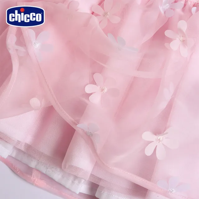 【Chicco】24SS-繽紛花園-立體花歐根紗短袖洋裝