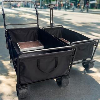 【慄原】特大加長加寬推拉桿10吋雙煞車折疊手推車(野營車 露營推車 拖車 營地車 露營手拉車 拉桿車)