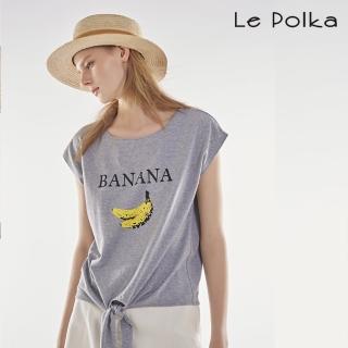 【Le Polka】BANANA落肩下綁結上衣-女