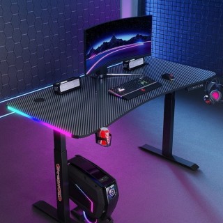 【MGSHOP】幻彩RGB 電動桌 升降桌 電腦桌 工作桌 電競桌(120CM Y101 帶燈光)