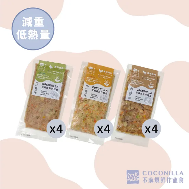 【COCONILLA口口迷】毛孩專屬減重低熱量組合(寵物鮮食 無穀鮮食)