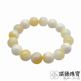 【琪臻珠寶】天然硨磲12mm圓珠手串手珠(開運平安 隨機出貨 原礦玉化帶貝殼紋 母親節禮物)