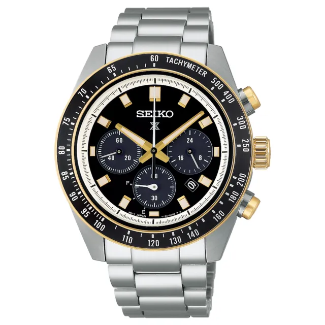 【SEIKO 精工】PROSPEX SPEEDTIMER 極速熊貓太陽能三眼計時男錶-黑x銀/41.4mm 送禮(SSC941P1/V192-0AH0G)
