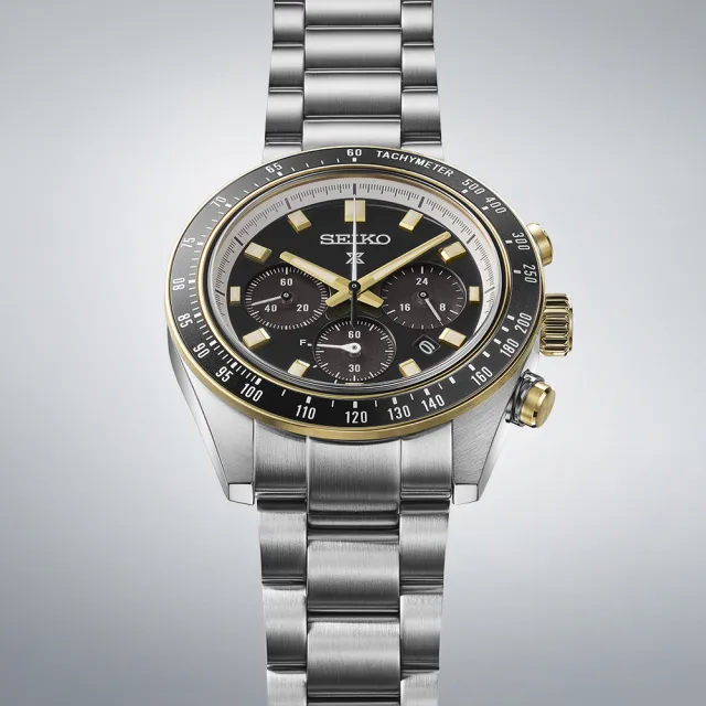 【SEIKO 精工】PROSPEX SPEEDTIMER 極速熊貓太陽能三眼計時男錶-黑x銀/41.4mm 送禮(SSC941P1/V192-0AH0G)