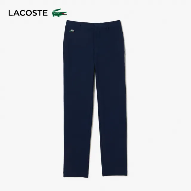 【LACOSTE】男裝-修身吸水斜紋布高爾夫球褲(海軍藍)