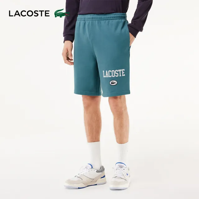 【LACOSTE】男裝-常規版型Lacoste印花慢跑短褲(藍綠色)