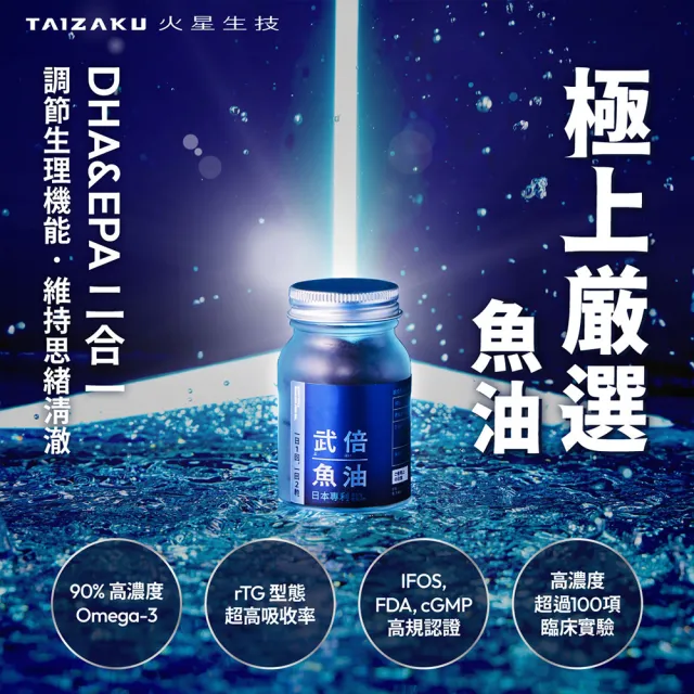 【TAIZAKU 火星生技】武倍魚油 3入組 60粒/盒(戰力提升x思緒清澈 瑪卡 精胺酸 南非醉茄 鋅 BNN蕉護活性)