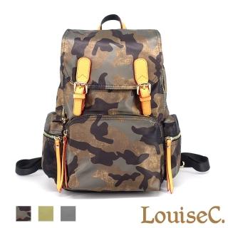 【LouiseC.】Tree House 尼龍+植鞣革牛皮行李桿插袋掀蓋造型手提後揹包-3色(CC158233)