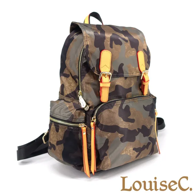 【LouiseC.】Tree House 尼龍+植鞣革牛皮行李桿插袋掀蓋造型手提後背包-3色(CC158233)