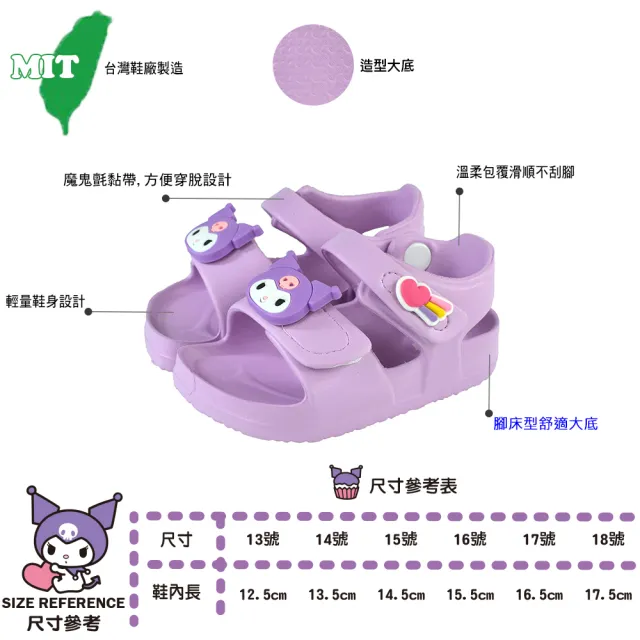【SANRIO 三麗鷗】12.5-17.5cm兒童鞋 涼鞋 角色造型輕量減壓(粉.水.紫色)