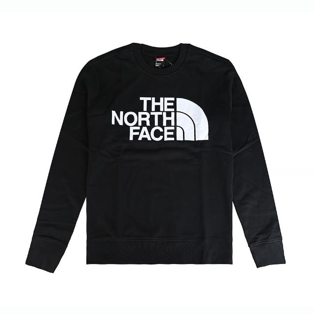 【The North Face】The North Face壓印字母LOGO造型設計棉質圓領長袖T恤(男款/黑x白)