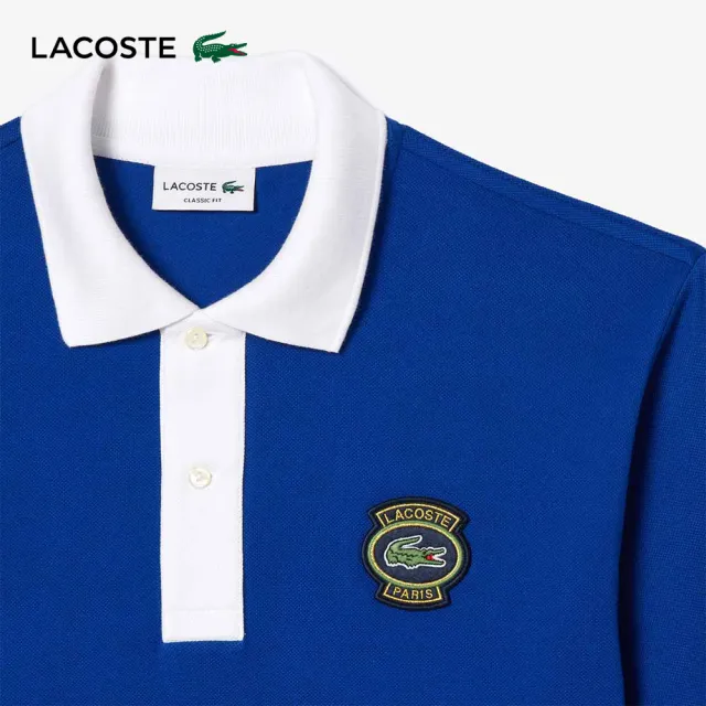 【LACOSTE】男裝-L.12.12 Lacoste徽章短袖Polo衫(深藍色)