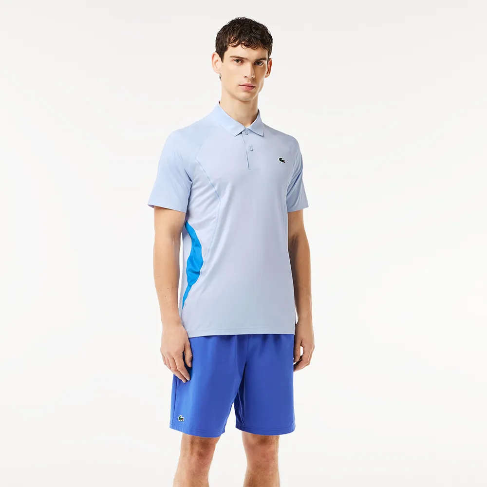 【LACOSTE】男裝-Lacoste Tennis x Novak Djokovic 快乾短袖Polo衫(紫藍色)