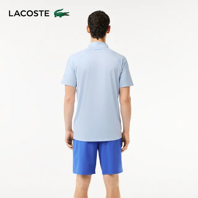 【LACOSTE】男裝-Lacoste Tennis x Novak Djokovic 快乾短袖Polo衫(紫藍色)