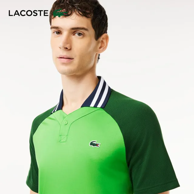 【LACOSTE】男裝-Lacoste x Daniil Medvedev 超乾網球短袖Polo衫(綠色)