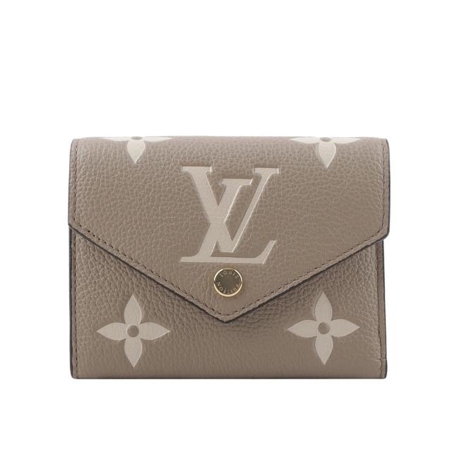 LV LOUIS VUITTON路易威登 M81861 Victorine 系列 Empreinte 雙色牛皮三折暗釦短夾