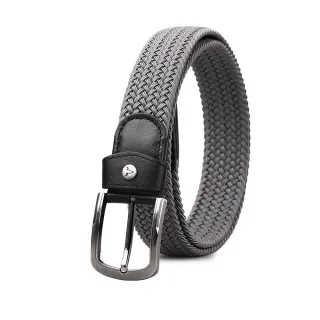 【VOVA 沃汎】台灣總代理 休閒型男 牛皮編織灰色穿針皮帶(VA011-00842)