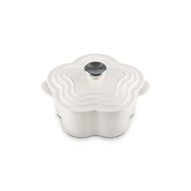 【Le Creuset】琺瑯鑄鐵鍋山茶花鍋20cm(雪紡粉/海岸藍/棉花白-鋼頭-內鍋白 3色選1)