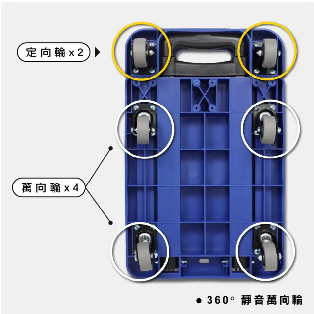 【ONE HOUSE】頓甲6輪伸縮折疊載重平板推車(1入)