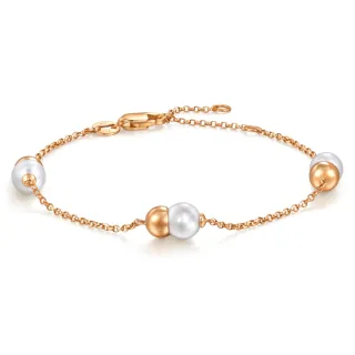 【點睛品】Daily Luxe 珍珠泡泡 18K玫瑰金手鍊