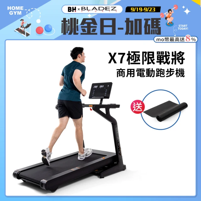 【BLADEZ】X7極限戰將商用電動跑步機(無刷馬達/ZWIFT/坡度揚升/藍芽喇叭/20吋觸控面板/飛梭旋鈕)