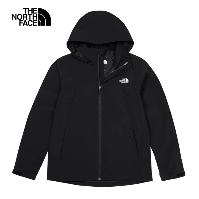 The North Face 北面女款黑色防水透氣可調節收納連帽衝鋒衣｜88FY4H0