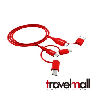 【Travelmall】5IN1 Type-C / USB-A 1M 數據傳輸快充線-紅(支援100W快速充電)