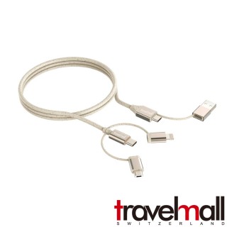 【Travelmall】5IN1 Type-C / USB-A 1M 環保再生數據傳輸快充線-金(支援100W快速充電)