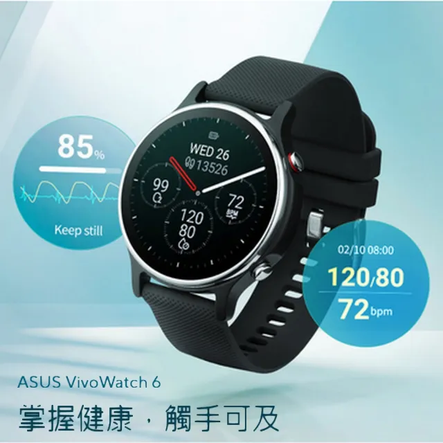 【ASUS 華碩】Vivowatch 6 智慧手錶/手環 HC-D06(指尖量測血壓及心電圖/雙面感測/血氧監測)