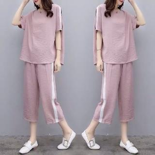 【ONEY 歐妮】★七分舒適休閒褲套裝(女裝/洋裝/套裝/長版上衣/連身裙)