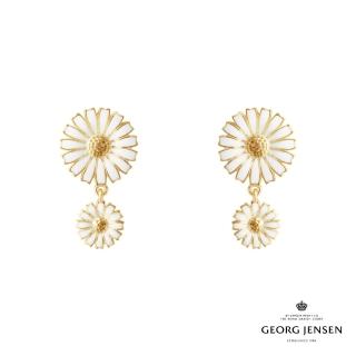 【Georg Jensen 官方旗艦店】DAISY 雙耳環 - 線上獨家款(18K黃金電鍍純銀 白瓷琺瑯 耳環)