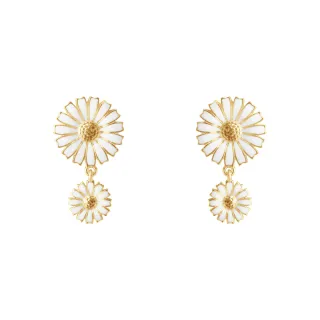 【Georg Jensen 官方旗艦店】DAISY 雙耳環 - 線上獨家款(18K黃金電鍍純銀 白瓷琺瑯 耳環)
