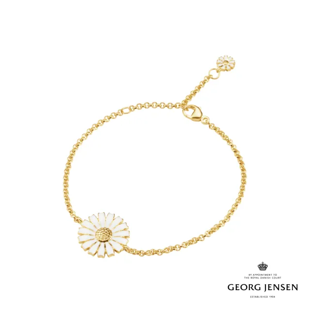 【Georg Jensen 喬治傑生】DAISY 手鏈(18K黃金電鍍純銀 白瓷琺瑯 手鏈)