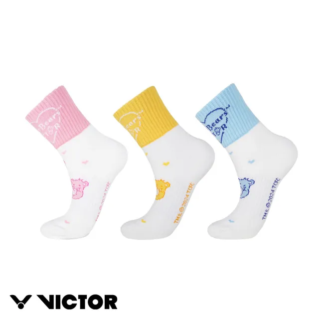 【VICTOR 勝利體育】VICTOR X Care Bears聯名系列運動襪(C-5131CBC C-5130CBC I/M/E 胭脂粉/天使藍/蓍草黄)