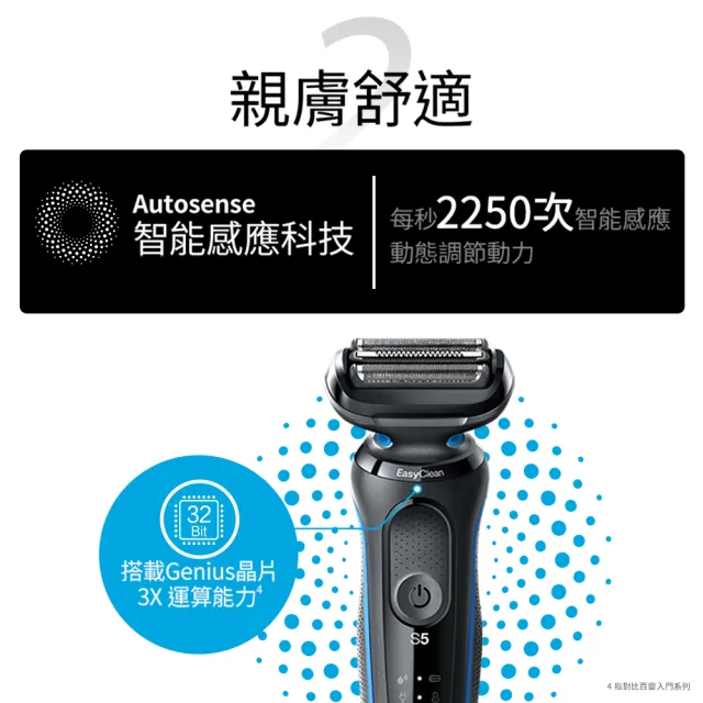 【德國百靈BRAUN】5系列 免拆快洗電動刮鬍刀/電鬍刀 充電座組(51-M4500cs 智能偵測)