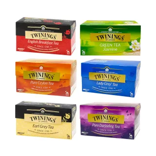 【Twinings 唐寧茶】經典茶包 25包x3盒(仕女伯爵/皇家伯爵/英倫早餐/極品錫蘭茶/歐式大吉嶺/茉莉綠茶)