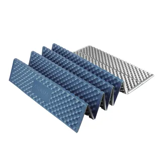 【ATUNAS 歐都納】輕量防水防塵登山折疊睡墊+鋁膜(A1SBCC01N銀河藍銀/鋁膜保溫/蛋殼睡墊/戶外露營/野餐)