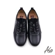 【A.S.O 阿瘦集團】A.S.O萬步健康-牛皮彈力束帶氣墊鞋(黑色)