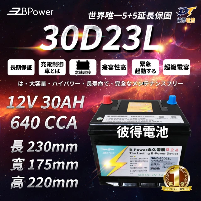 EzBPower 30D23L 超級電容 鋰鐵電池 歐規電池 怠速熄火可安裝(永久電瓶)