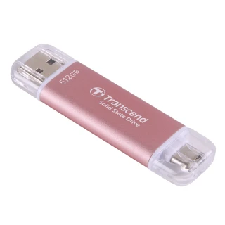 【Transcend 創見】ESD310P 512GB USB3.2 雙介面固態行動碟-櫻花粉(TS512GESD310P)