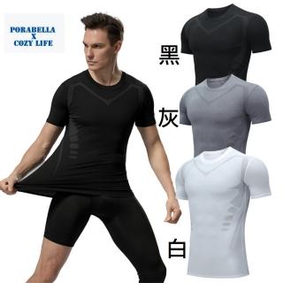 【porabella】男運動上衣 休閒運動上衣 籃球 跑步 透氣速乾 無 舒適透氣吸濕排汗彈力寬鬆上衣