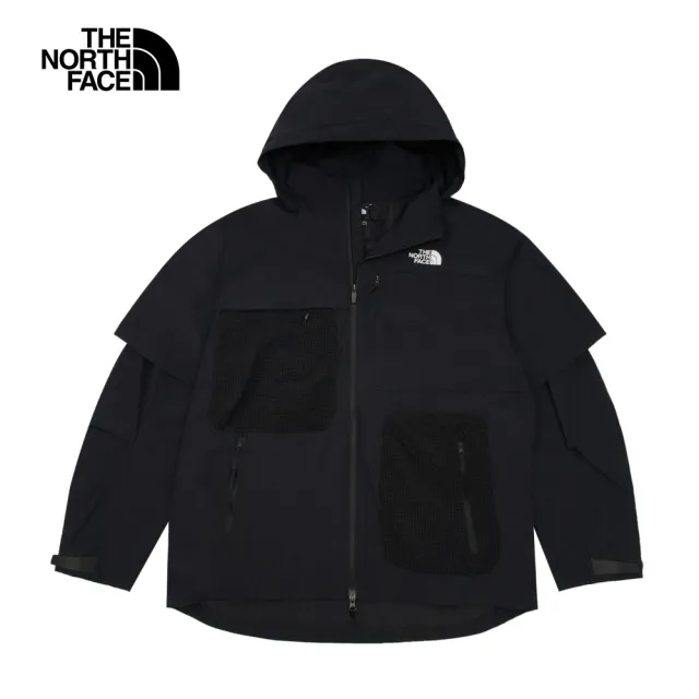 【The North Face】北面UE男款黑色防潑水舒適透氣可打包連帽外套｜8A8CJK3