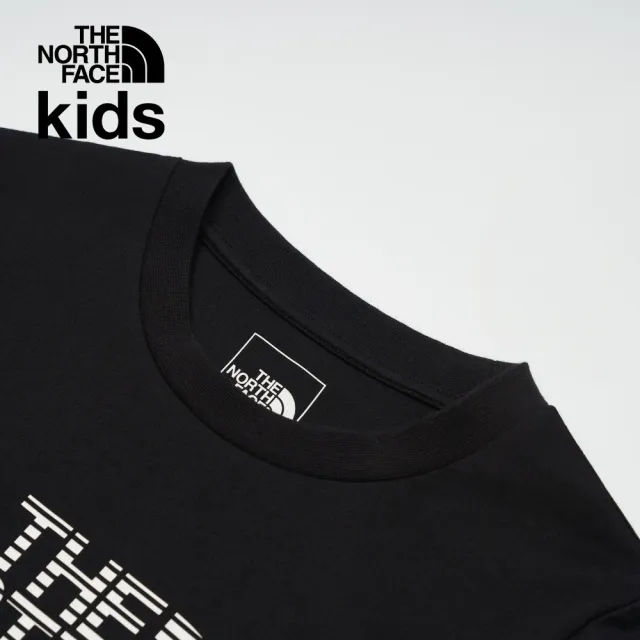 【The North Face】北面兒童黑色吸濕排汗品牌LOGO短袖T恤｜89XVJK3
