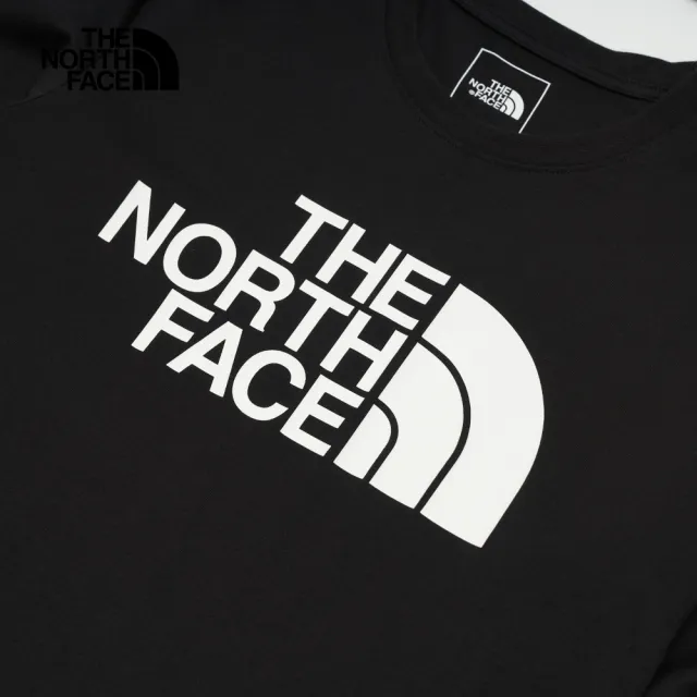 【The North Face】北面女款黑色吸濕排汗品牌LOGO長袖T恤｜8AKUJK3