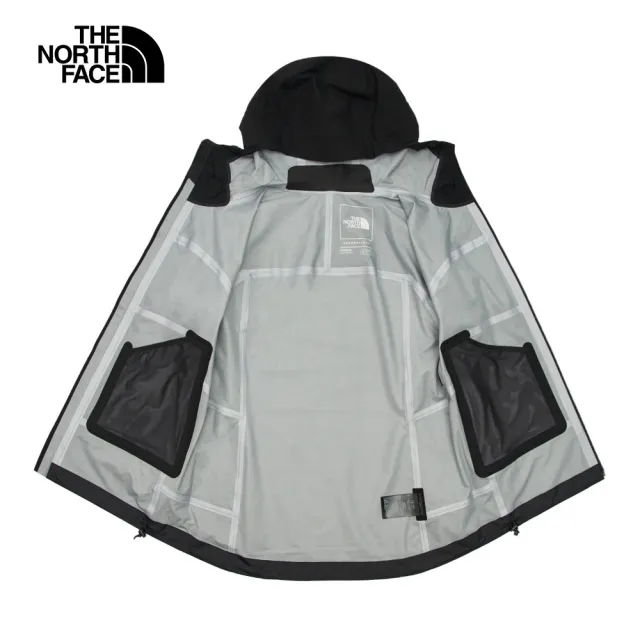 【The North Face】北面女款黑色防水透氣可調節可打包連帽衝鋒衣｜8AP1JK3