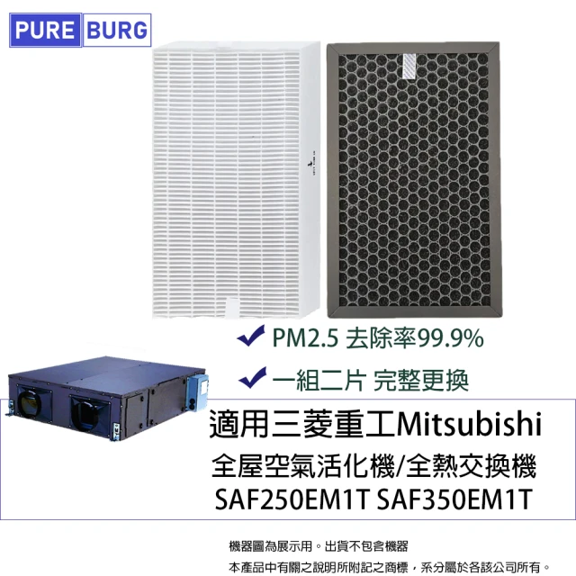 PUREBURG 適用三菱重工Mitsubishi SAF250EM1T SAF350EM1T全屋空氣活化機全熱交換機HEPA+活性碳濾網